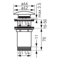 Ventil lavoar Ferro S285B, click clack, alama, crom, diametru 1 1/4