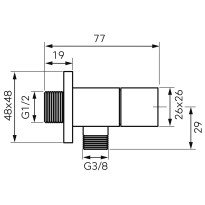 Robinet coltar cu cartus Ferro 1/2 x 1/2 si maneta metalica