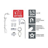 Set de duș Gehler QUADRAT ZH904 INOX - 2 functii