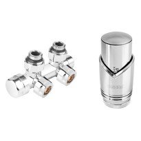 Set robinet radiator decorativ dublu integrat, termostatic, crom Ferro ZTD30CR