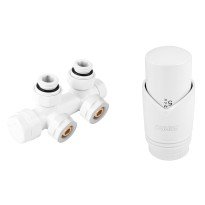 Set robinet decorativ dublu integrat, termostatic, alb Ferro ZTD30WH