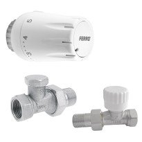 Set robineti radiator drepti 1/2” cu cap termostatic Ferro ZTM07
