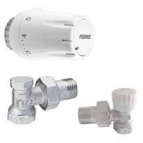 Set robineti radiator coltari 1/2” cu cap termostatic Ferro ZTM08