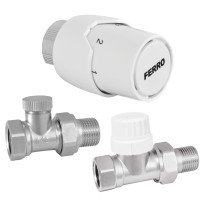 Set robineti radiator drepti 1/2” cu cap termostatic Ferro ZTM20