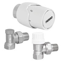 Set robineti radiator coltari 1/2” cu cap termostatic Ferro ZTM21