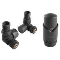 Set robineti radiator decorativi axiali cu cap termostatic, antracit Ferro ZTO30AT