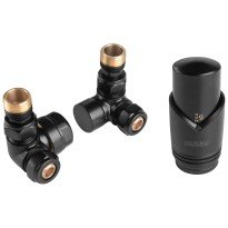 Set robineti radiator decorativi axiali cu cap termostatic, negru Ferro ZTO30BL