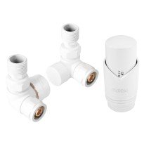Set robineti radiator axiali cu cap GT31 termostatic, alb Ferro ZTO30WH