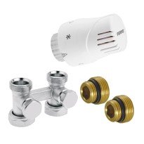 Set robinet radiator dublu drept 3/4 Ferro ZTV01 pardoseala cu cap termostatic