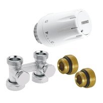 Set robinet radiator dublu drept 3/4 Ferro ZTV07 pardoseala cu cap termostatic
