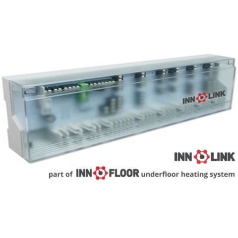Baze de conectare INNOLINK KOMFORT - INNTCC, 8 zone (termostate), 16 sevomotoare, cu modul comanda pompa si modul comanda centrala, si indicator LED pentru functionarea termostatelor, pompei si centralei