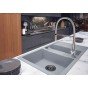 Chiuveta compozit Ferro Mezzo II granit 79x48 cm cu doua cuve reversibila gri