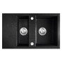 Chiuveta compozit Ferro Mezzo II granit 79x48 cm cu doua cuve reversibila grafit lucios