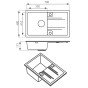 Chiuveta compozit Ferro Mezzo II reversibila 78x48 cm gri