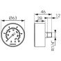 Manometru axial Ferro M6310A, 63 mm, 1/4", 0-10 bar