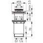 Ventil lavoar Ferro S283-WBP, click-clack, alama, crom, diametru 1 1/4"