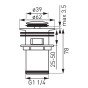 Ventil lavoar Ferro S283-BL-B click-clack, alama, negru, diametru 1 1/4"