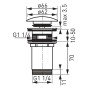 Ventil lavoar Ferro S285B-BL-B click clack, alama, negru, diametru 1 1/4