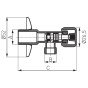 Robinet coltar cu ventil Ferro 1/2 x 3/4 si maneta metalica