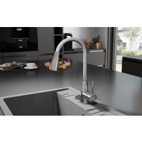 Chiuveta compozit Ferro Mezzo II granit 58x48 cm gri