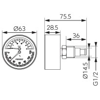Termomanometru Ferro TM63A, axial, 63 mm x 1/2 inch